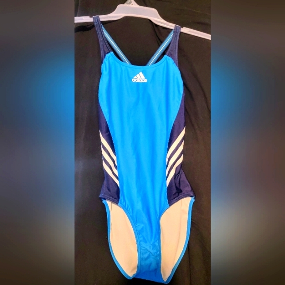 Vintage Adidas young ladies one piece blue Infinitex bathing suit